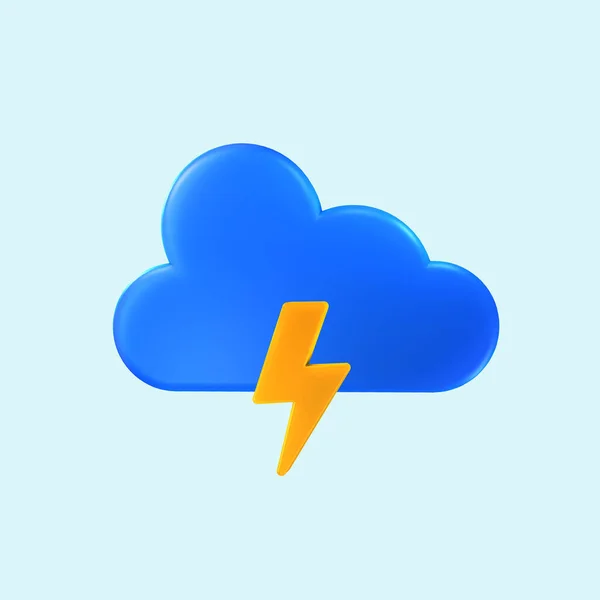 Ícone Dia Nublado Com Trovão Para Saber Tempo Uma Aplicação — Fotografia de Stock
