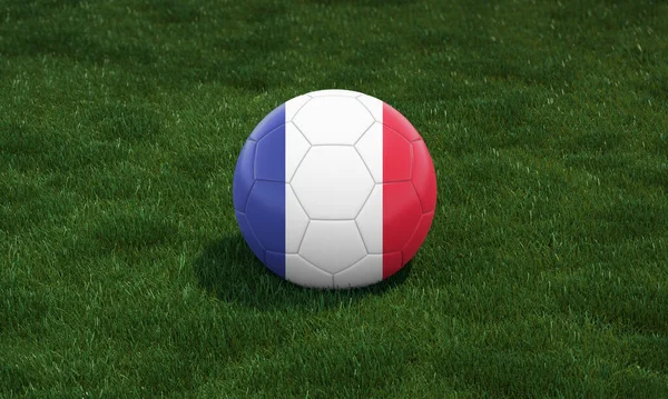 Minge Fotbal Steag Francez Culori Stadion Fundal Iarbă Verde Ilustrație — Fotografie, imagine de stoc