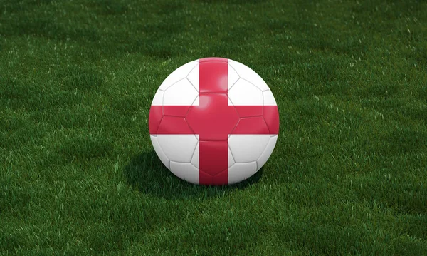 Piłka Nożna Kolorami Flagi Anglii Stadionie Zielonym Tle Traw Ilustracja — Zdjęcie stockowe