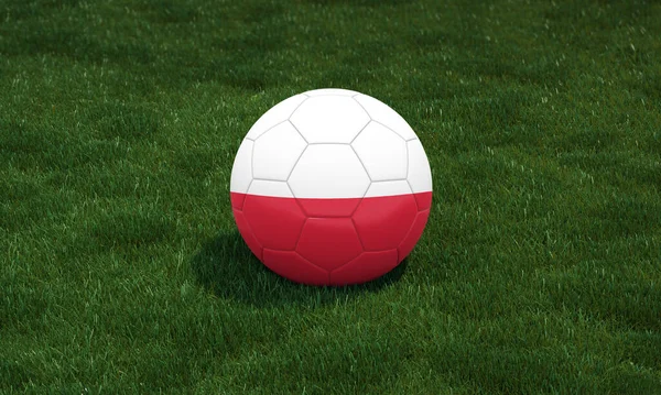 Bola Futebol Com Cores Bandeira Polônia Estádio Gramíneas Verdes Fundo — Fotografia de Stock