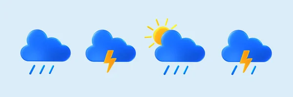Набір Піктограм Хмар Погода Прогнозування Дизайну Програми Інтернету Ілюстрація — стокове фото