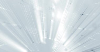 Data of Artificial intelligence with connections rays on white background. Information universe blockchain. 4K video.