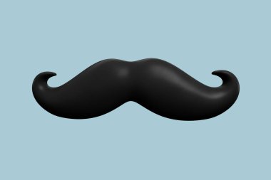 Mustache icon on blue background. 3d rendering