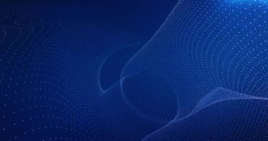 Abstract blue particle wave background. Big data stream. 4K resolution.