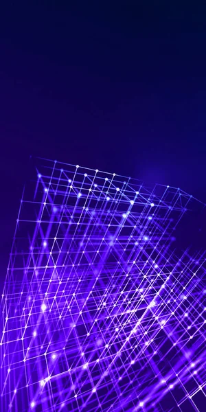 Abstract cube of dots connection background. tech backdrop of connections of blockchain. tech concept. Vertical Size