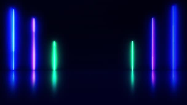Abstraktní Neonové Pozadí Vedlo Světelný Laserový Zářící Pohyb Bezešvé Smyčky — Stock video