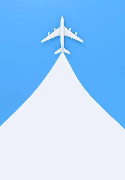 Білий Літак Слідом Синьому Фоні Подорож Літаком Влітку Вихідних Морським — стокове фото