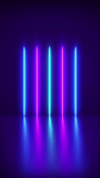 Futuristický Abstrakt Blue Purple Neon Line Light Shapes Barevném Pozadí — Stock video