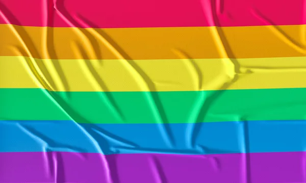 彩虹旗帜自豪日在墙上的背景 庆祝男女同性恋 双性恋和变性者自豪月 — 图库照片