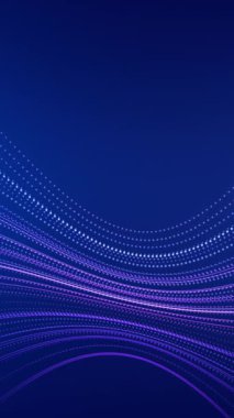 Teknoloji arka planının soyut dalga parçacığı. Bulut hesaplama konsepti. Dikey video.