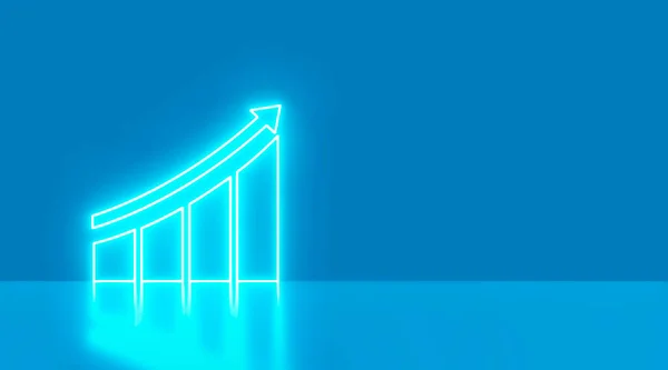 Financial Meltdown Neon Upward Chart Icon Glowing Neon Growth Chart — Stock Photo, Image