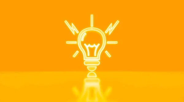 Значок Неоновой Лампочки Светящиеся Идеи Неоновой Лампы Инновационная Концепция Рендеринг — стоковое фото