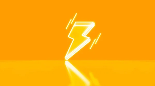 Neonowa Ikona Pioruna Świecący Neonowy Znak Błyskawicy Renderowanie — Zdjęcie stockowe