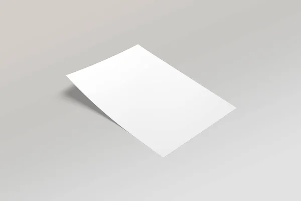 ホワイト垂直紙シートモックアップ 手紙や招待状 A4ページのモックアップ デザインのテンプレート 3Dレンダリング — ストック写真