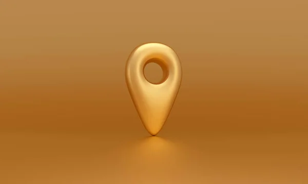 Golden Location Icon Best Destinations Travel Navigation Road Pointer Rendering — Stock Photo, Image