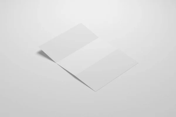 空白の三つ折り紙のリーフレット 紙シートモックアップ A4ページモックアップ デザインのテンプレート 3Dレンダリング — ストック写真