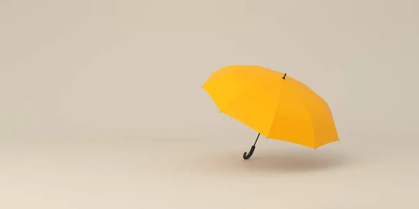 工作室背景上打开的黄色伞 安全概念 3D渲染 — 图库照片