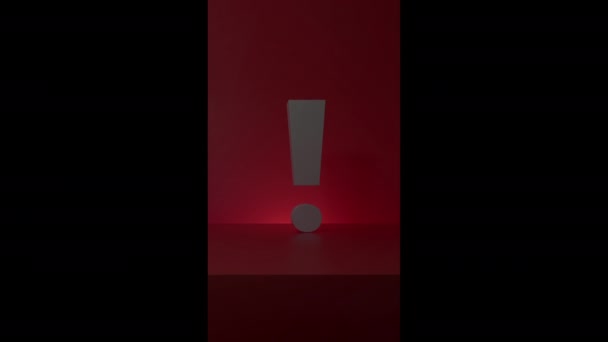 Danger Warning Concept Exclamation Mark White Studio Photography Red Background — Stock Video