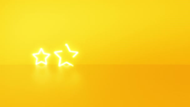 Neon Light Style Stars User Rating Feedback Survey Yellow Background — Stock Video