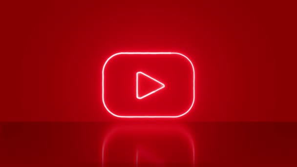 Madrid Spanien Augusti 2023 Youtube Logo Neon Med Plats För — Stockvideo