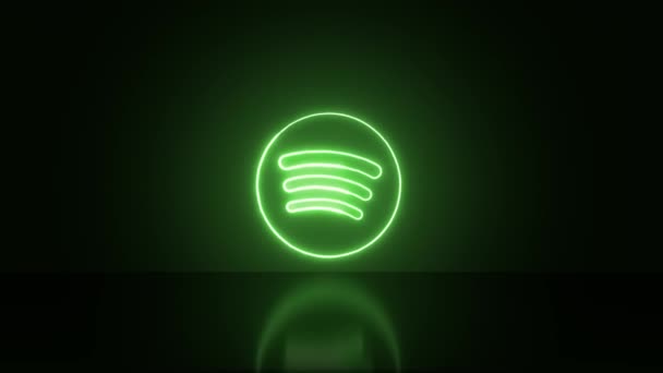 Madrid Spanien August 2023 Spotify Logo Neon Mit Platz Für — Stockvideo