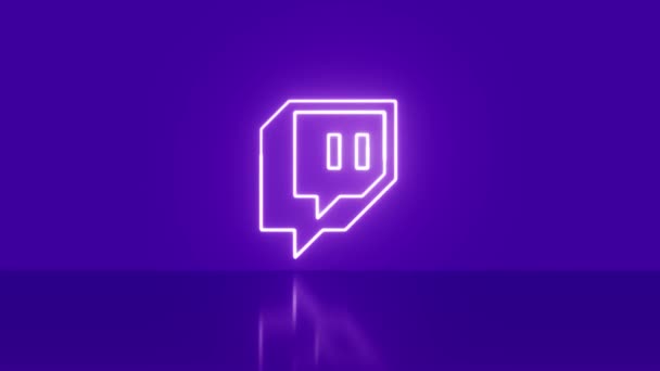Madrid Spain August 2023 Twitch Logo Neon Space Text Graphics — Stock Video
