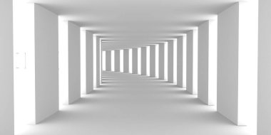 Soyut Mimarlık Geçmişi. Beyaz Daire Binası. 3d Hazırlama.