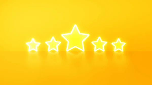 Рейтинг Пользователей Neon Light Style Звезд Фейерверки Опрос Желтом Фоне — стоковое фото