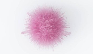 İzole edilmiş beyaz arka planda pembe toz patlaması. 3B görüntüleme.