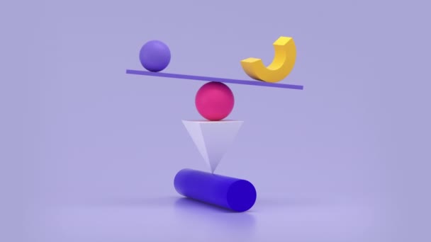 Extreme Balance Verschiedener Geometrischer Figuren Auf Zylinder Videobewegung — Stockvideo