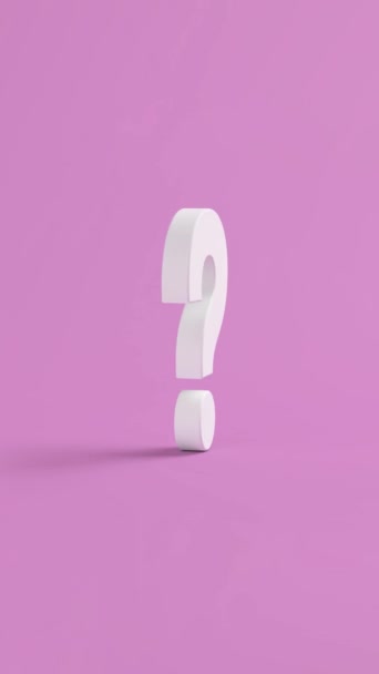 White Question Mark Rotate Pink Background Loop Video Motion Graphic — Stock Video