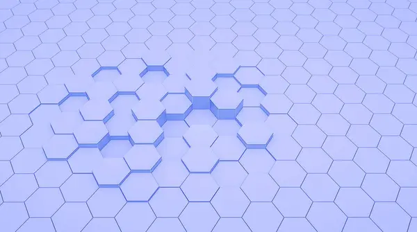 Hexagonal pattern for display of makeup products on purple background. Cosmetic, make up or careful concept. 3D rendering.