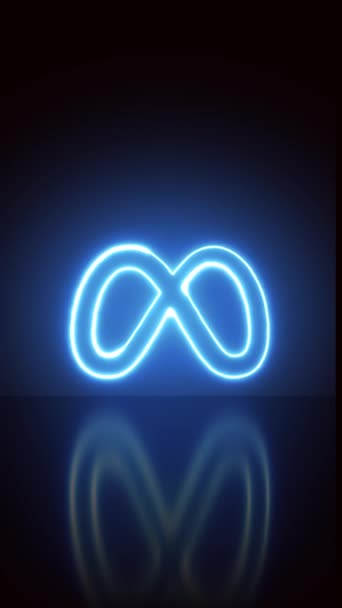 Madrid Spanien Oktober 2023 Meta Logotyp Neon Blå Bakgrund Rebrand — Stockvideo