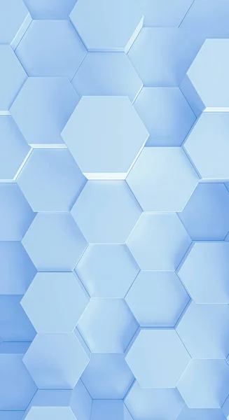 Hexagonal wall, white background texture, tech or fashion concept. 3d rendering, vertical size.