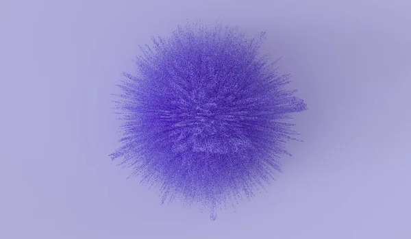 Explosion particles of purple powder on purple background. 3D rendering.