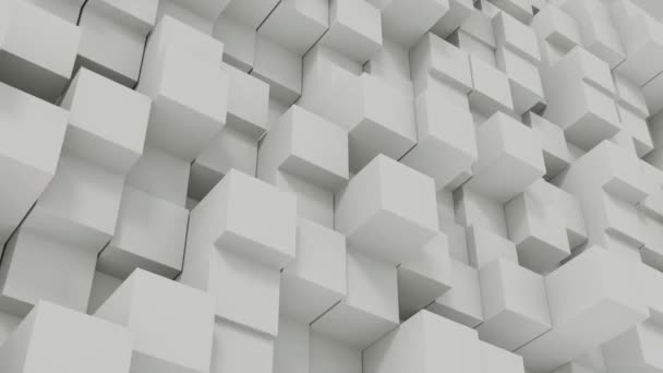 Cubos Blancos Fondo Abstracto Perspectiva Vídeo Gráfico Movimiento — Vídeos de Stock