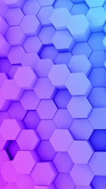 Abstrakt Lutning Blå Violett Neon Hexagon Mönster Bakgrund Teknikkoncept Rörlig — Stockvideo