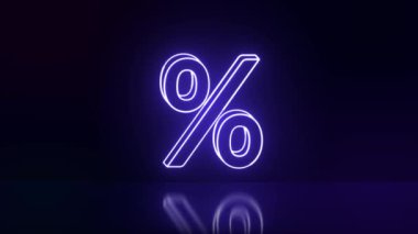 Neon yüzde yansıtma tablosu. İnternetten alışveriş, satış. Hareket grafikleri video 4K.