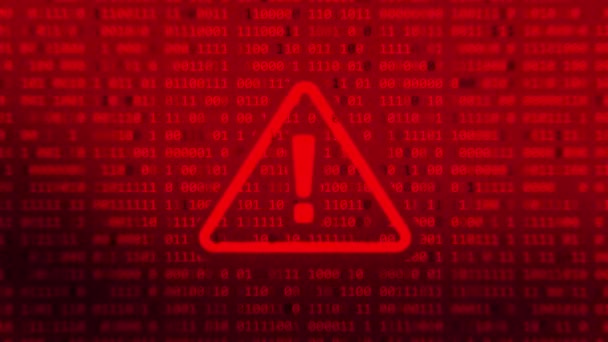 Dane Znaku Ostrzegawczego Odblokowują Hakerów Koncepcja Ochrony Złośliwe Szyfrowanie Podatności — Wideo stockowe