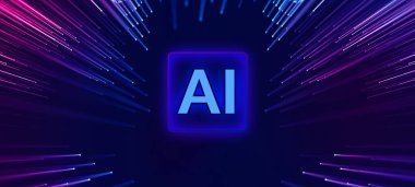 Yapay zeka metni, bağlantı noktaları ve satır arkaplanı, Yapay Zeka konsepti. 3d oluşturma.