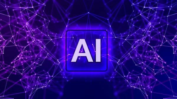 Yapay Zeka ya da beyin bağlantı çizgileri ve noktalardaki nöronlar. Soyut teknoloji arkaplanı.