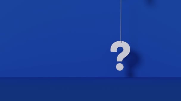 Panoramic Blue Background Question Mark Hanging Loop Video Animation — Stock Video