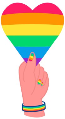 Kadın Elleri Gökkuşağı Renkli Kalbi Tutuyor. Onur Ayı, LGBTQ Hakları ve Cinsiyet Eşitliği Konsepti