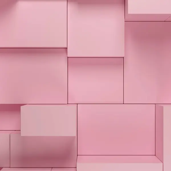 Abstract geometric pink square cubes background. 3D render.