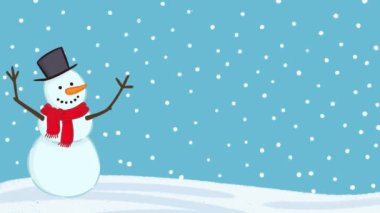 Neşeli Kardan Adam Kar Dalgası Kış Sahnesi