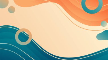 Modern abstract background with flowing orange and blue wavy shapes and circular elements. Ideal for creative projects and designs. clipart