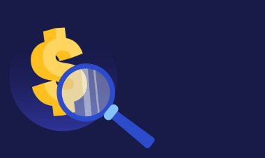 Dolar işaretini analiz eden, mali soruşturmayı, denetimleri veya piyasa araştırmalarını sembolize eden bir büyüteç tasviri.