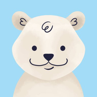 Sevimli kutup ayısı çizimi, çocuk kitapları, tebrik kartları ya da kutup cazibesine ihtiyaç duyan her proje için mükemmel.