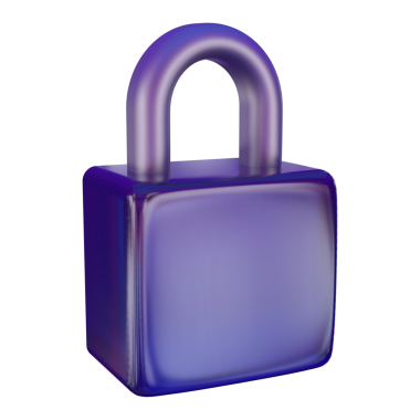 Veri koruması, mahremiyet ve siber güvenliği temsil eden 3D Parlak Mor Asma Kilit, çeşitli tasarım projelerine kolay entegrasyon için şeffaf bir arkaplan
