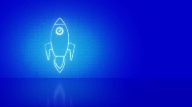 Parlak roket gök mavisi zemine karşı dinamik bir şekilde yükseliyor, teknolojik yenilikleri yansıtıyor ve gelecekteki uzay keşiflerini yönlendiren girişimci ruhu yansıtıyor.